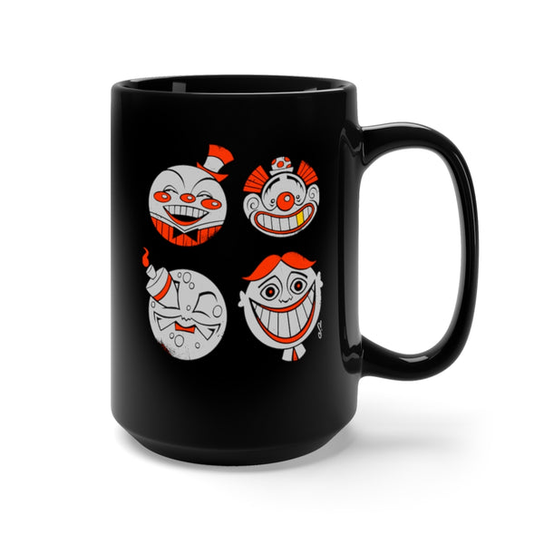 Four Faces Black Mug 15oz